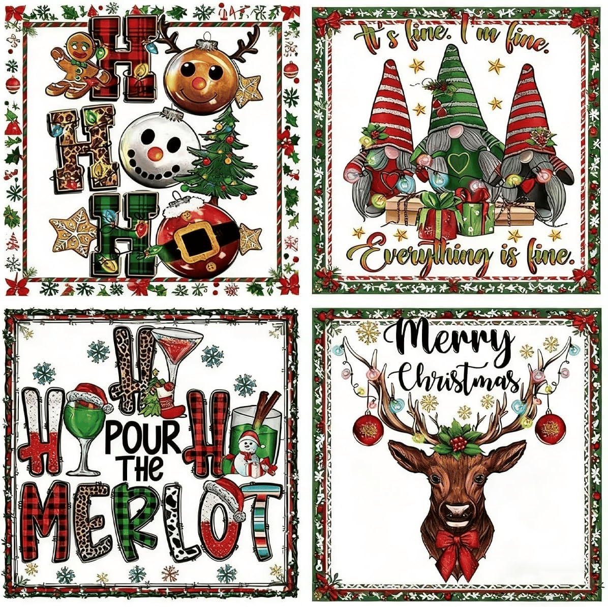 🎄 15 DELAR Julens Mysterie DTF-Transferpaket för Festliga DIY-kreationer