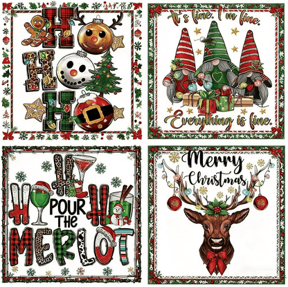 🎄 15 DELAR Julens Mysterie DTF-Transferpaket för Festliga DIY-kreationer