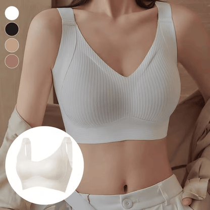 🎁Köp 1 Få 3 Förpackningar💕Ribbad Push Up Justerbar Trådlös BH för kvinnor
