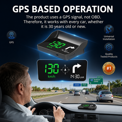 🚗 50% RABATT NU! Head-Up Display (HUD) med GPS – exakt hastighet i km/h– digital hastighetsmätare, kompass & överhastighetslarm – plug & play för alla fordon 📊✨
