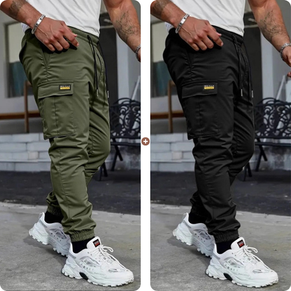 👖50 % RABATT🏃 Arbetsbyxor i fleece | Dragsko i midjan · Slitstarkt polyester · Avsmalnande ben · Flera fickor
