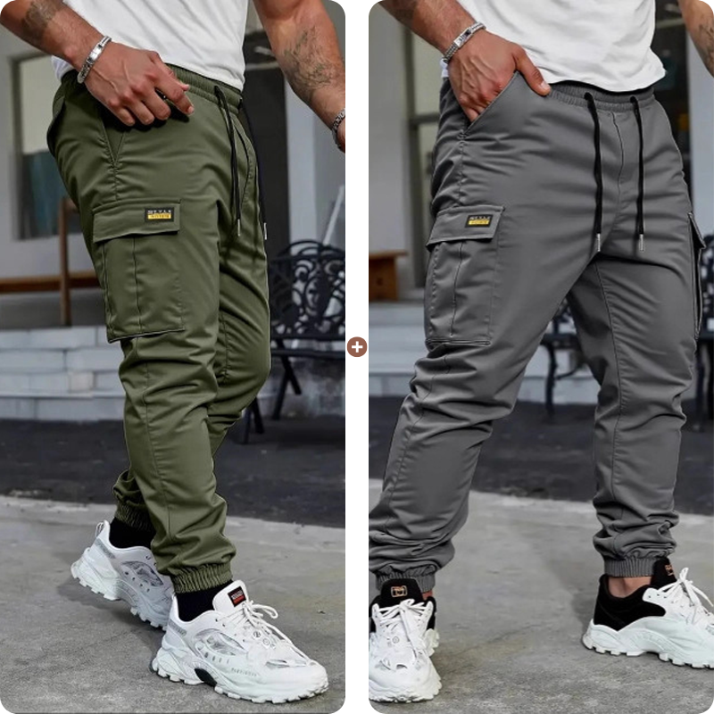 👖50 % RABATT🏃 Arbetsbyxor i fleece | Dragsko i midjan · Slitstarkt polyester · Avsmalnande ben · Flera fickor