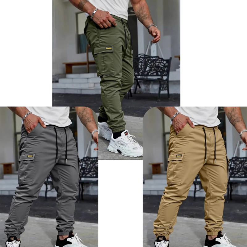👖50 % RABATT🏃 Arbetsbyxor i fleece | Dragsko i midjan · Slitstarkt polyester · Avsmalnande ben · Flera fickor