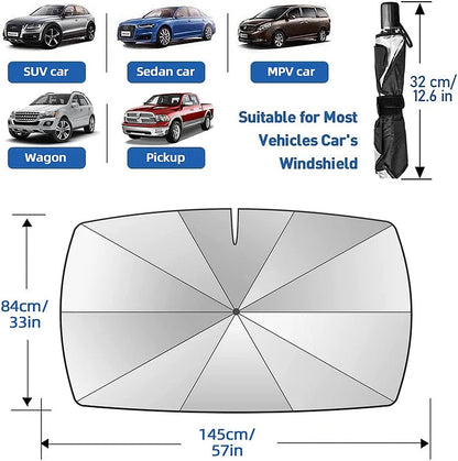Solskyddsparaply för bilens vindruta - hopfällbart solskyddsparaply för bilen. Anti-UV vindruta för bilar (värmeisoleringsskydd) vindruteskydd för de flesta bilar