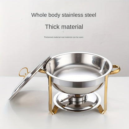 Varmfack i rostfritt stål, 5 liter med bränsleställ, matvärmare i guld för fester