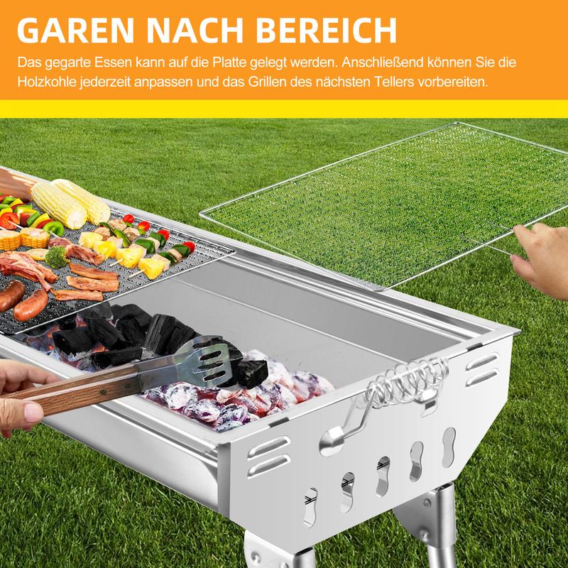 🔥 50 % RABATT! 🍖 Fällbar utomhusgrill i rostfritt stål – kompakt, tålig och perfekt för camping, trädgården och grillfester 🏕️
