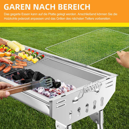 🔥 50 % RABATT! 🍖 Fällbar utomhusgrill i rostfritt stål – kompakt, tålig och perfekt för camping, trädgården och grillfester 🏕️