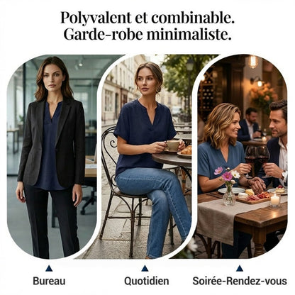 🌸Vårrea 50 % rabatt👕Modetopp i enfärgat tyg med korta ärmar
