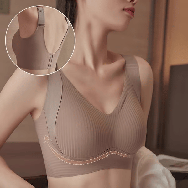 🎁Köp 1 Få 3 Förpackningar💕Ribbad Push Up Justerbar Trådlös BH för kvinnor
