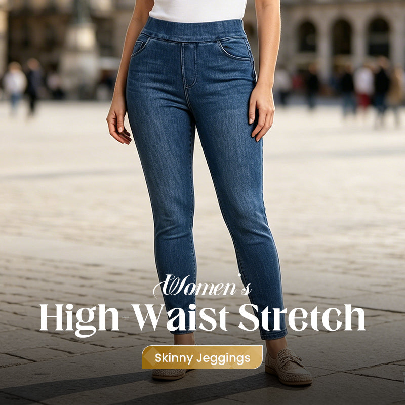 🔥🎁Nyhet 50 % RABATT🔥Casual-leggings i stretchig denim med hög midja och bakfickor