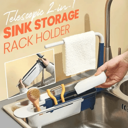 🧺 50% RABATT! 🚰 Uppdaterat Förvaringsställ för Teleskopdiskbänk – Justerbar Bredd, Rostfritt Material & Perfekt För Svampar, Diskborstar & Tvättmedel 🧼