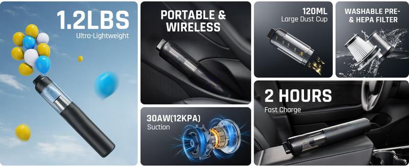 💥SISTA DAGEN REA 49 % RABATT💥Slim V8 Mate sladdlös bil dammsugare med hög effekt 13000Pa/30AW