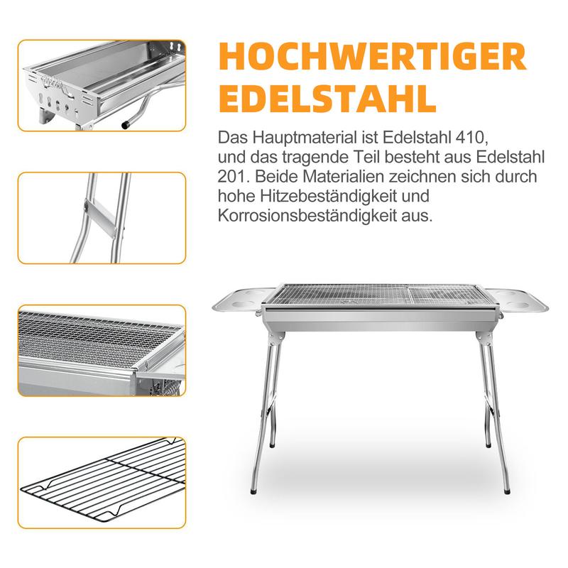🔥 50 % RABATT! 🍖 Fällbar utomhusgrill i rostfritt stål – kompakt, tålig och perfekt för camping, trädgården och grillfester 🏕️