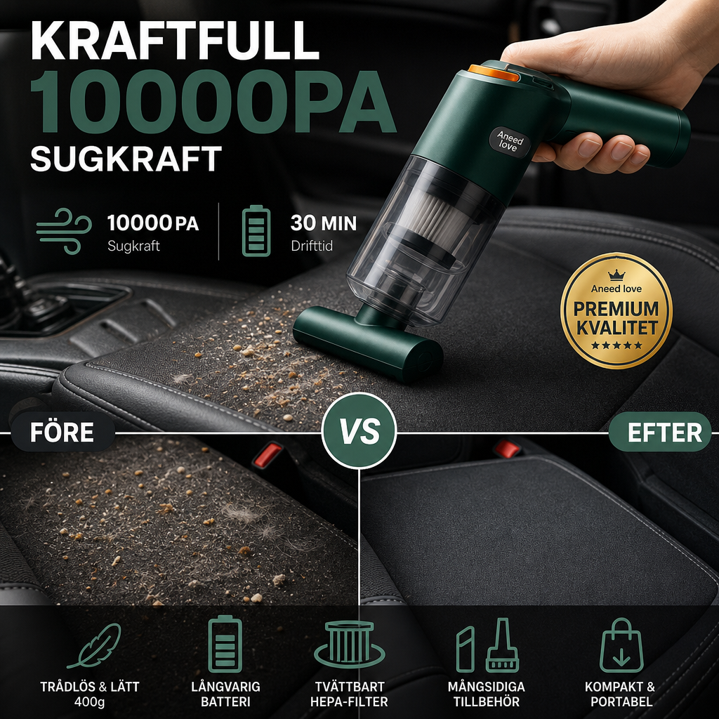 🚗 50% RABATT NU! 🔋 Kraftfull Trådlös Dammsugare för Bil – Kompakt & Sladdlös – Stark Sugkraft för Snabb & Enkel Rengöring 🧹