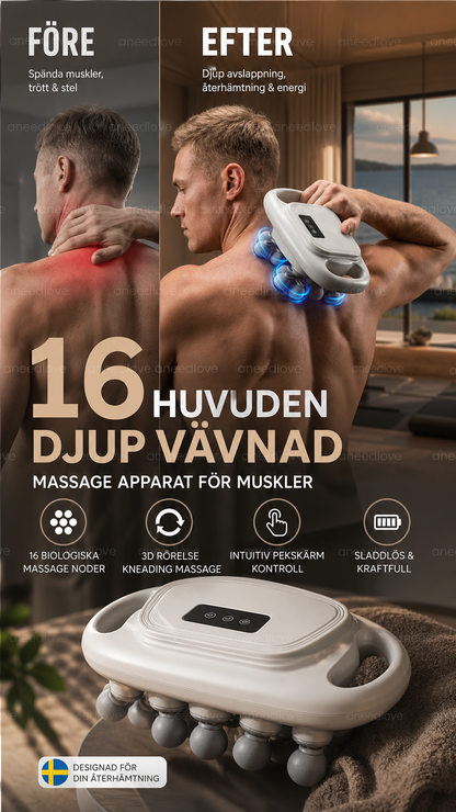 ⏳50 % rabatt under en begränsad tid⏰Sladdlös muskelmassager med 16 massagihuvuden💆