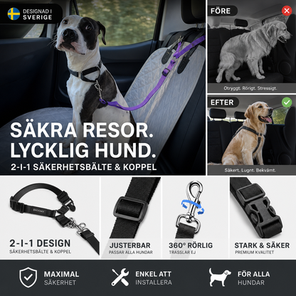 🛒 50% RABATT NU! 🐶 2-i-1 hundbilssäkerhetsbälte och promenadkoppel – Stabil & slitstark – Perfekt för bilresor och utomhuspromenader 🚗🌿