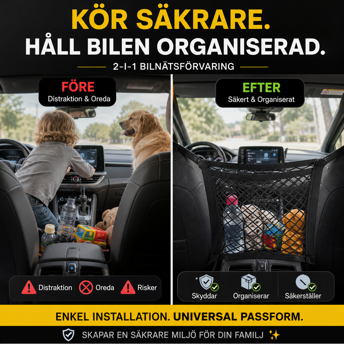 Universell väska med elastiskt nät