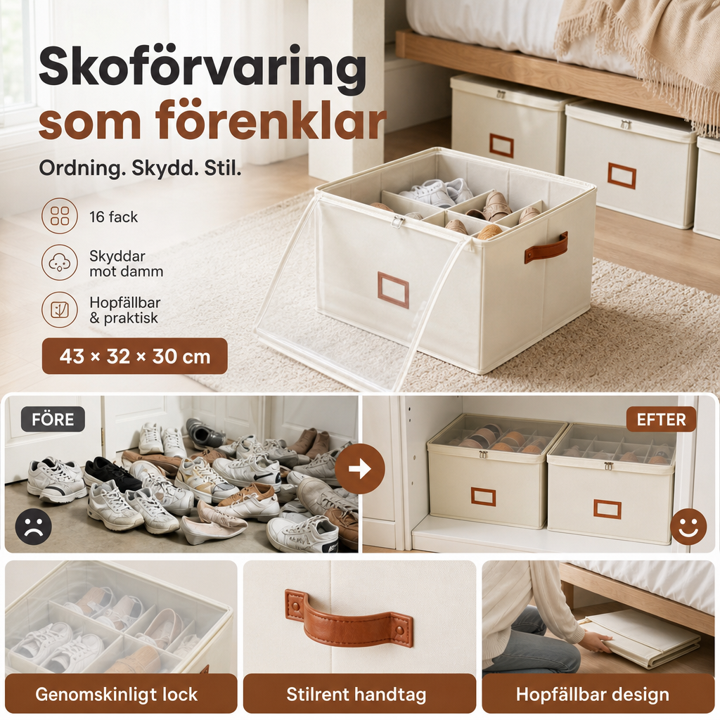 👟 50% RABATT NU! ✨Mer ordning hemma – hopfällbar skoförvaring som skyddar dina skor