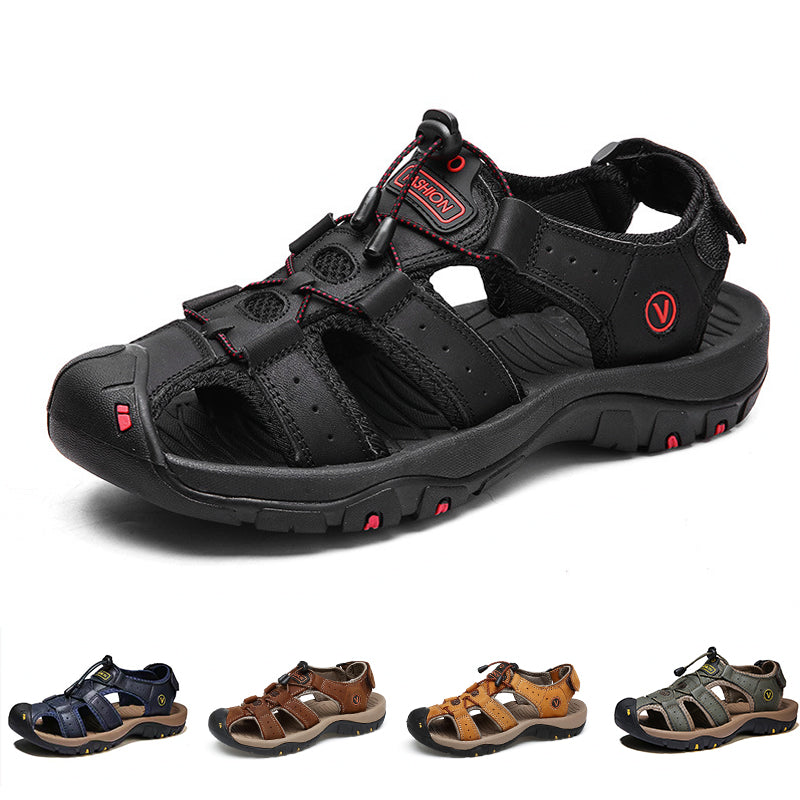 👟 50% RABATT NU! ☀️ Bekväma Utomhusstrandskor i Läder – Stängt Tåskydd & Halksäker Sula – Perfekt för Strand, Resor & Vardag – Finns i Flera Färger 🌊