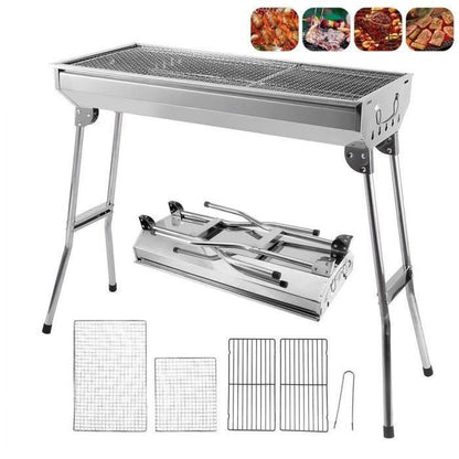 🔥 50 % RABATT! 🍖 Fällbar utomhusgrill i rostfritt stål – kompakt, tålig och perfekt för camping, trädgården och grillfester 🏕️