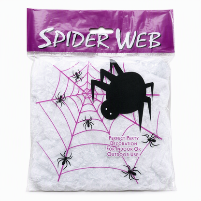 Läskiga Spindlar & Töjbart Spindelnät för Halloween-dekoration