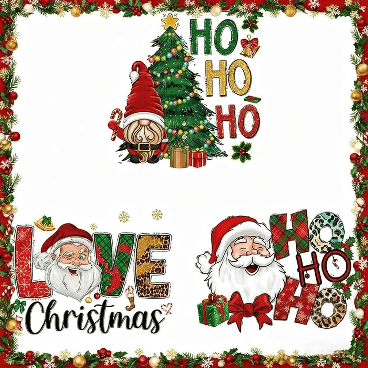 🎄 15 DELAR Julens Mysterie DTF-Transferpaket för Festliga DIY-kreationer