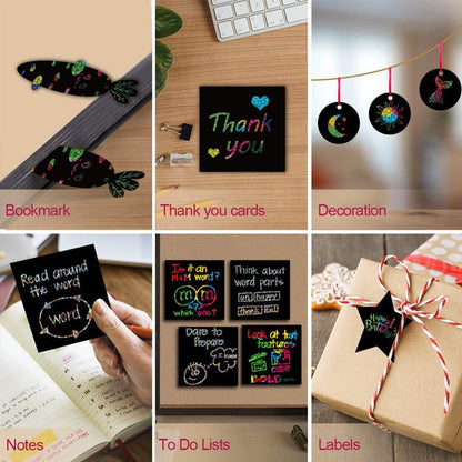 🎨 KÖP 2, FÅ 1 GRATIS! 🎅 DIY Rainbow Magic Scratch Paper Art Set (100 st) – Kreativt, Roligt & Perfekt Julklapp ✨