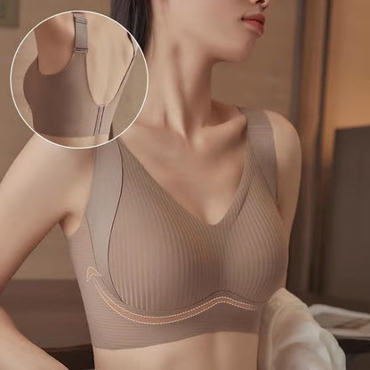 🎁Köp 1 Få 3 Förpackningar💕Ribbad Push Up Justerbar Trådlös BH för kvinnor