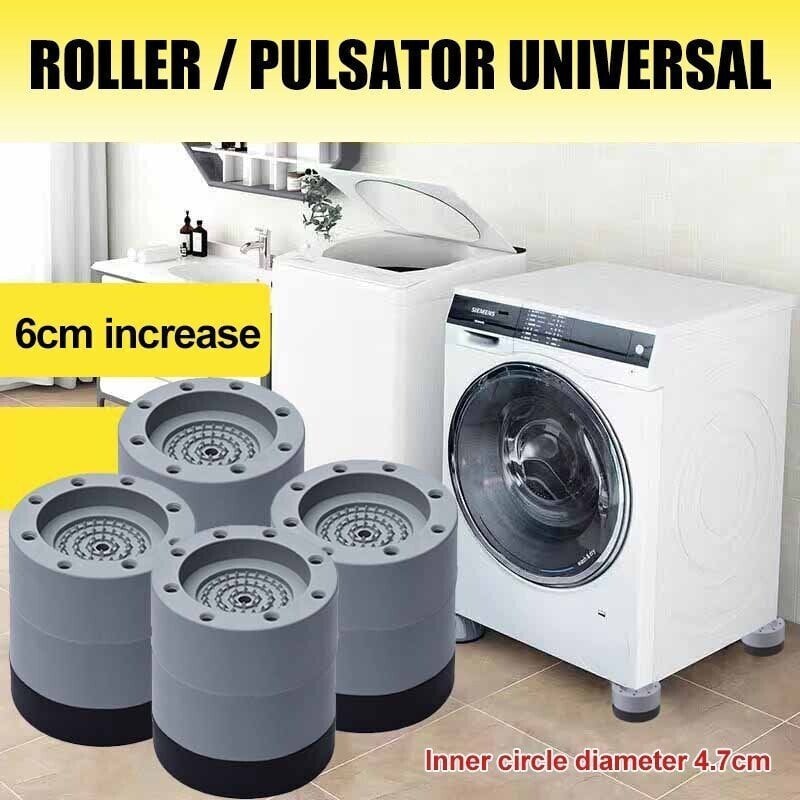 🏡 KÖP 2 FÅ 3! ✨ Ljuddämpande tvättmaskinsfötter - 4-pack av gummi med stabiliserande bas för tyst drift och golvskydd 🔇🧼