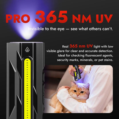 🔦 50% RABATT 🧲 | Magnetisk Multifunktions-LED-lampa – 1500 Lumen, UV-ljus & Röd Laser