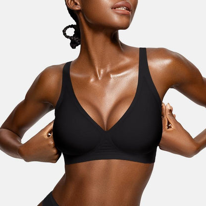 🔥  SISTA DAGEN-ERBJUDANDE – 50 % RABATT🔥Bekväma trådlösa behåar för kvinnor Push-up-braletter Sömlösa T-shirt-behåar Behåar med djup V-ringning Behåar för vardagsbruk