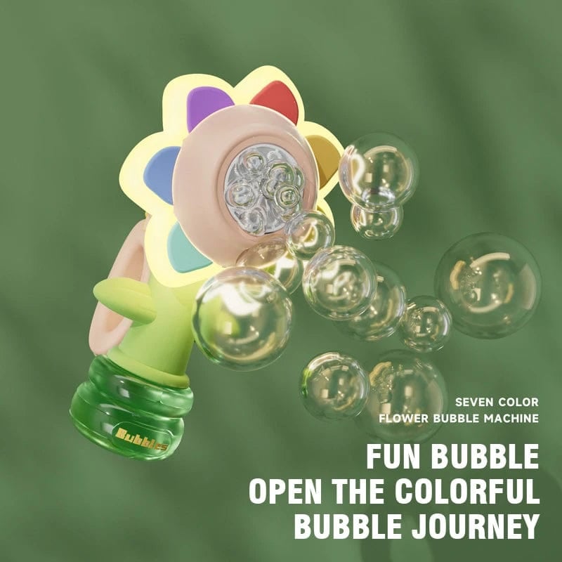 🌻 50% RABATT! 🫧 Solrosformad Bärbar Elektrisk Bubbeltillverkningsleksak – Automatiska Bubbel, Söt Design & Perfekt för Barn 🎈