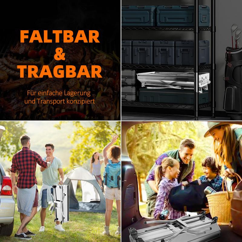 🔥 50 % RABATT! 🍖 Fällbar utomhusgrill i rostfritt stål – kompakt, tålig och perfekt för camping, trädgården och grillfester 🏕️