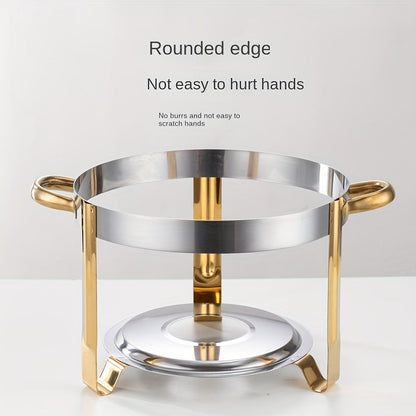 Varmfack i rostfritt stål, 5 liter med bränsleställ, matvärmare i guld för fester