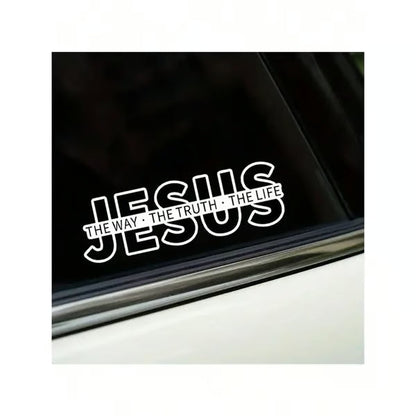 ✝️ Gratisgåvor kan inte skickas vid enskilda köp.✨ JESUS VINYL DECAL - "The Way, The Truth, The Life" Design, Weather-Resistant for Cars and Windows, Easy to Apply and Remove, Perfect for Faith Expression 🙏🚗
