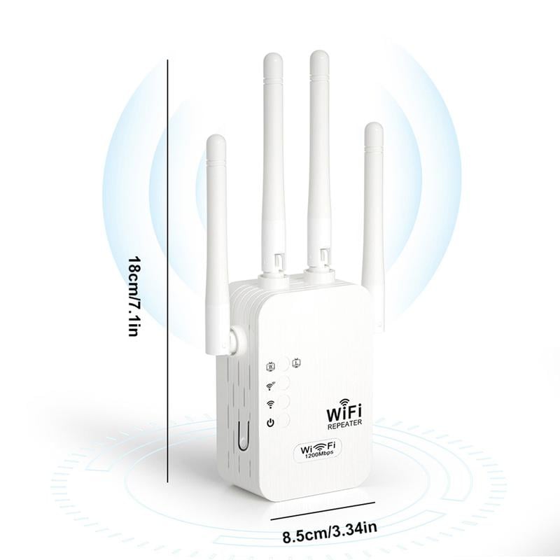 🎁Sista dagen-kampanj 49 % 🔥WiFi-förstärkare 2025,1200 Mbps dual band (5 GHz/2,4 GHz) signalförstärkare, täcker 930 m² och 50 enheter, repeater med Ethernet-port för hemmet, presenter