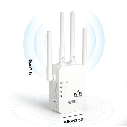 🎁Sista dagen-kampanj 49 % 🔥WiFi-förstärkare 2025,1200 Mbps dual band (5 GHz/2,4 GHz) signalförstärkare, täcker 930 m² och 50 enheter, repeater med Ethernet-port för hemmet, presenter