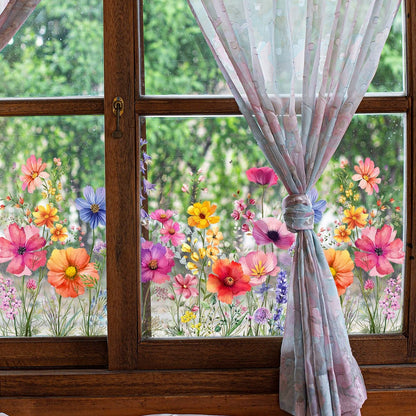 💐Nyår Hot Rea 50% rabatt💞Fönsterdekal med färgglad blombukett🖼️(Klipp till storlek fritt)
