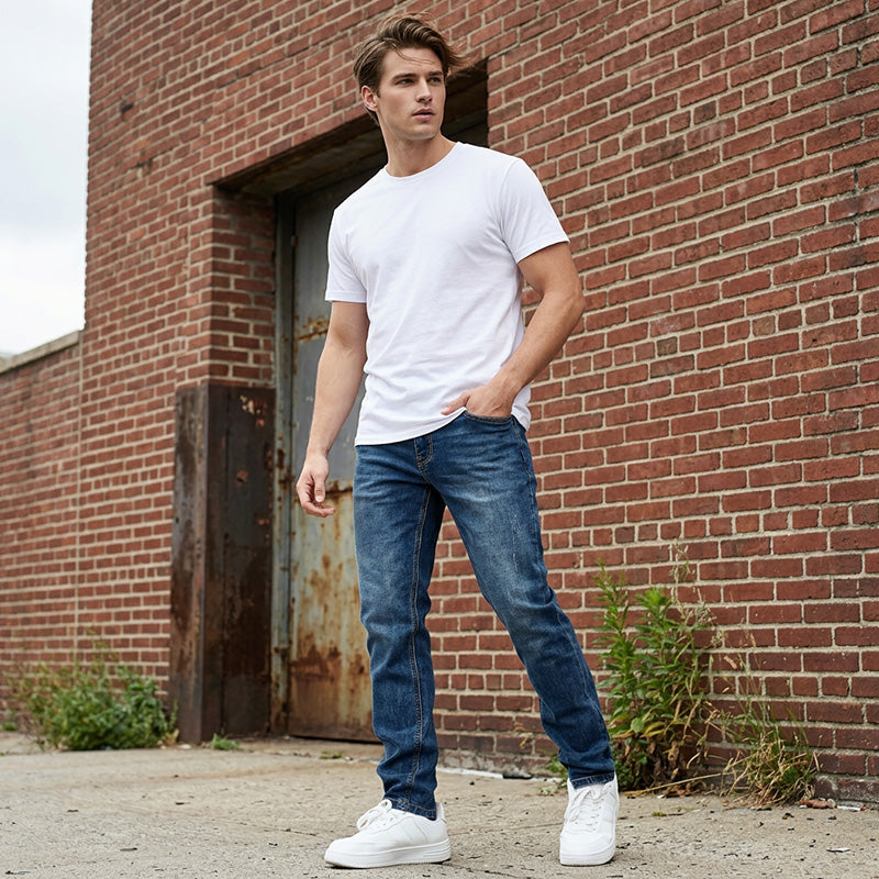 👖 50% RABATT! 🔥 Moderna Stretchjeans i Slim Fit – Vintage-tvättad, Bekväm Stretch & Perfekt För Vardagsbruk 💙