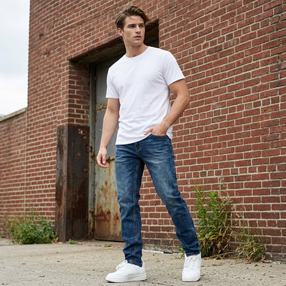 👖 50% RABATT! 🔥 Moderna Stretchjeans i Slim Fit – Vintage-tvättad, Bekväm Stretch & Perfekt För Vardagsbruk 💙