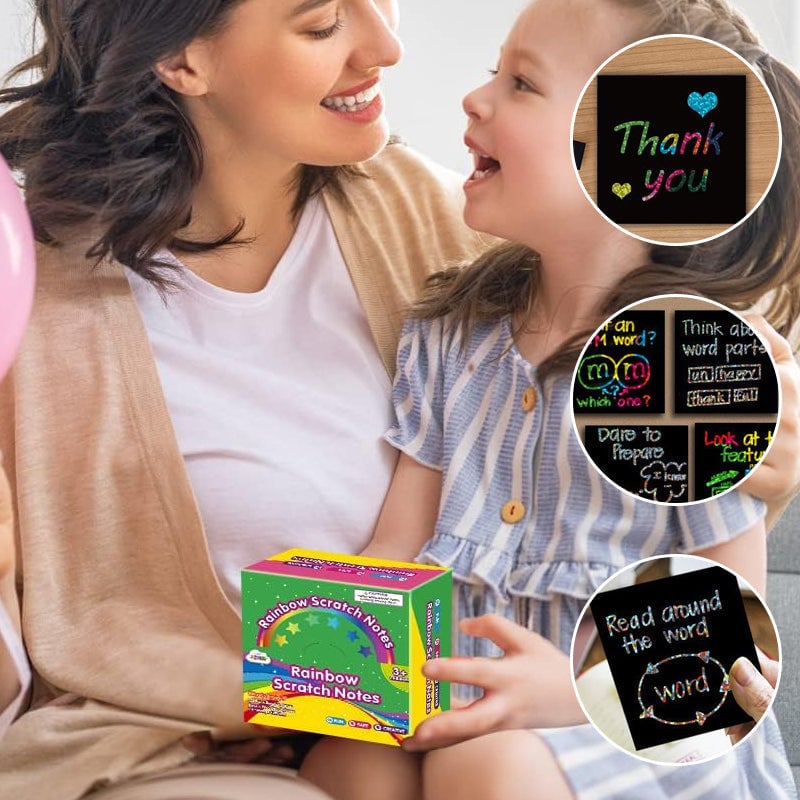 🎨 KÖP 2, FÅ 1 GRATIS! 🎅 DIY Rainbow Magic Scratch Paper Art Set (100 st) – Kreativt, Roligt & Perfekt Julklapp ✨
