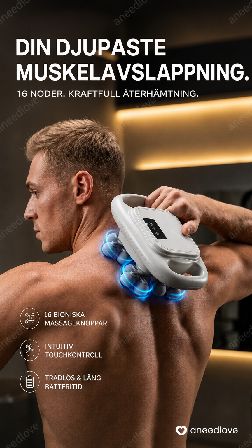 ⏳50 % rabatt under en begränsad tid⏰Sladdlös muskelmassager med 16 massagihuvuden💆