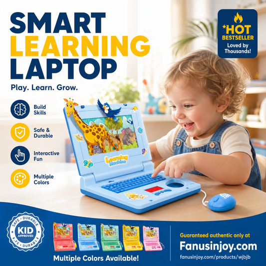 🔥Interaktiv simuleringsleksakslaptop - En rollspelsdator utrustad med ett A-Ö-tangentbord och siffertangenter 1-10, med 55 inbyggda låtar, ljus- och ljudeffekter samt 5 inlärningslägen.