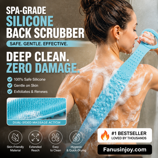 🛀 50% RABATT NU! 🧽 Silikonscrubber för Ryggen – SPA-kvalitet & Dubbelsidig Massage – Perfekt för Mjukare Hud & Enklare Badrutiner – Lång Räckvidd 💆‍♀️