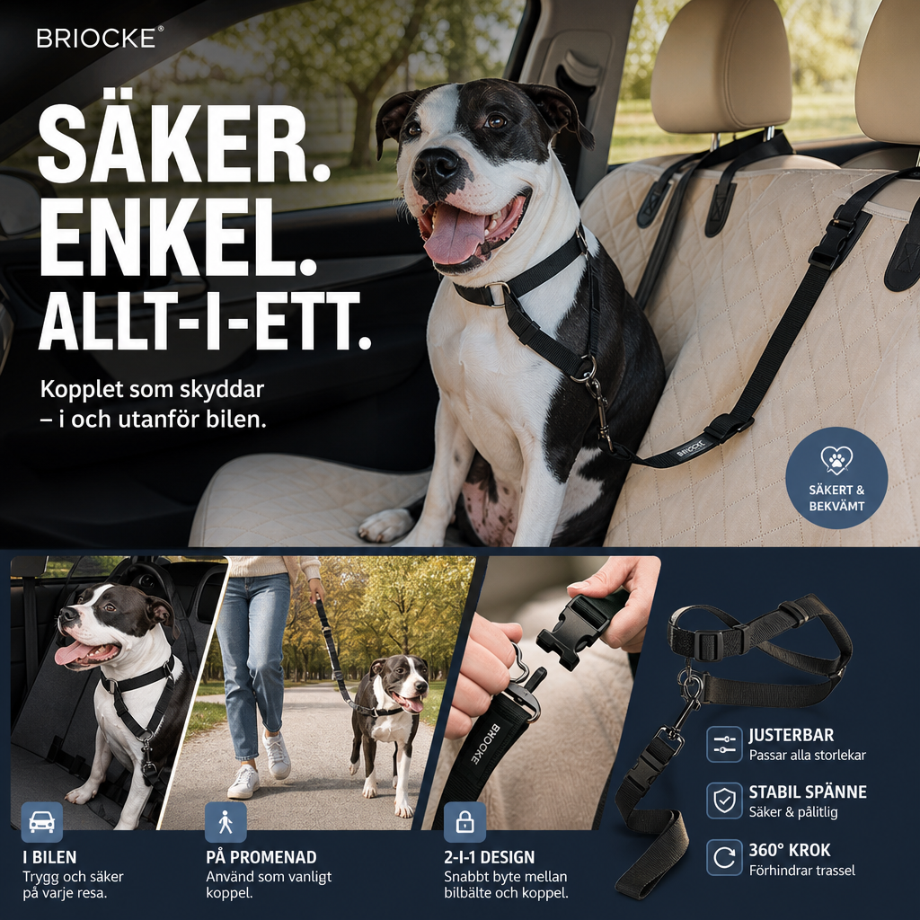 🛒 50% RABATT NU! 🐶 2-i-1 hundbilssäkerhetsbälte och promenadkoppel – Stabil & slitstark – Perfekt för bilresor och utomhuspromenader 🚗🌿
