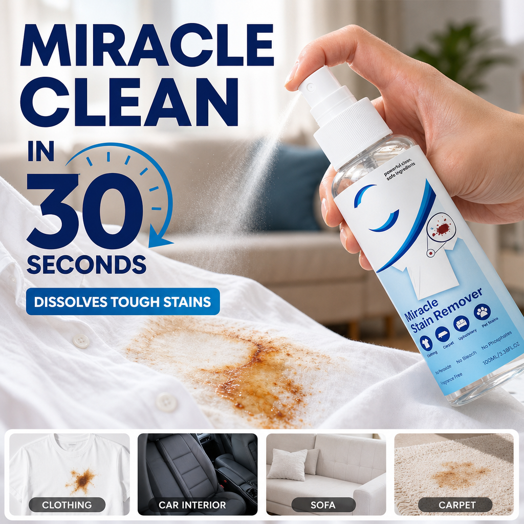 🥳Den mest sålda produkten 2026!🥳💞 Över 50 000 sålda enheter! 💥✨ Fantastisk fläckborttagningsspray – tar bort frukt-, fett-, vin- och kaffefläckar på några sekunder. Ingen skrubbning krävs, bara spraya och du är klar! 🧼💪