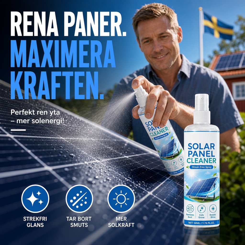 🛒 50 % RABATT NU! ☀️ Rengöringsspray för Solpaneler – Hjälper Till Att Avlägsna Smuts & Hålla Panelerna Rena 💧✨
