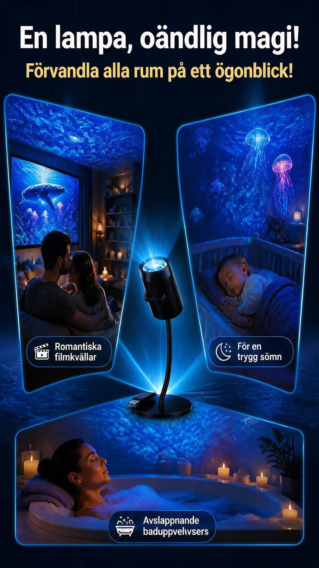 🌌 50 % RABATT NU! 💫 USB-lampa med stjärnhimmelprojektion – 13 utbytbara filmskivor & flexibel hals – perfekt för sovrummet ✨