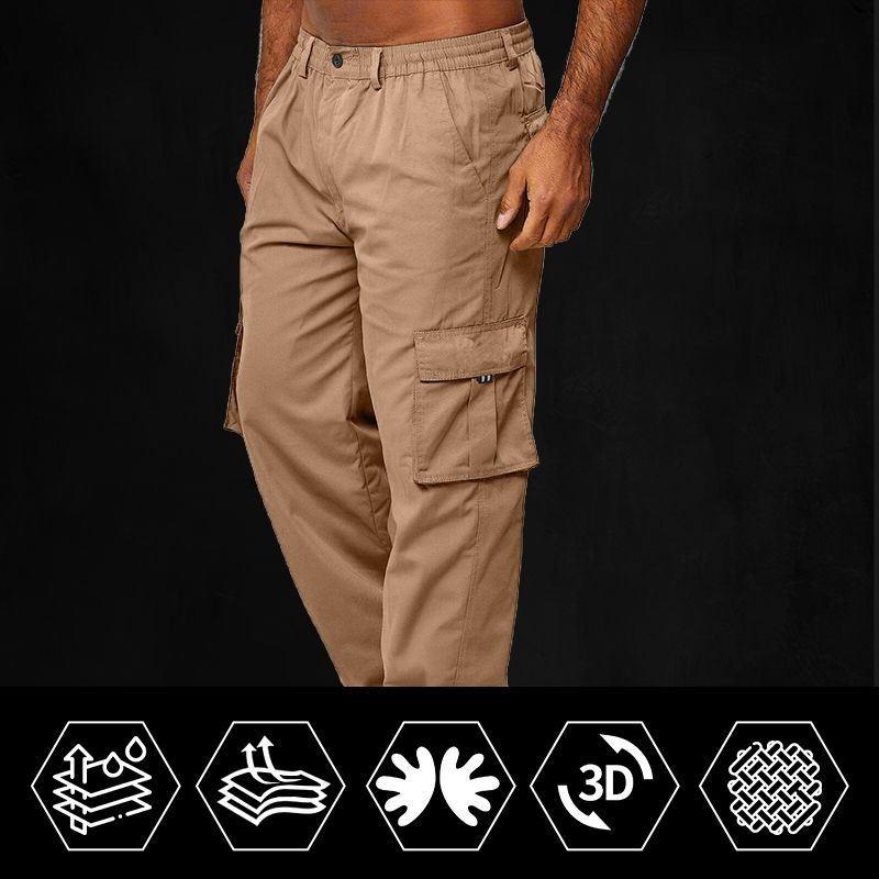 🌲👖 Hållbara friluftsbyxor med elastisk midja och fickor
