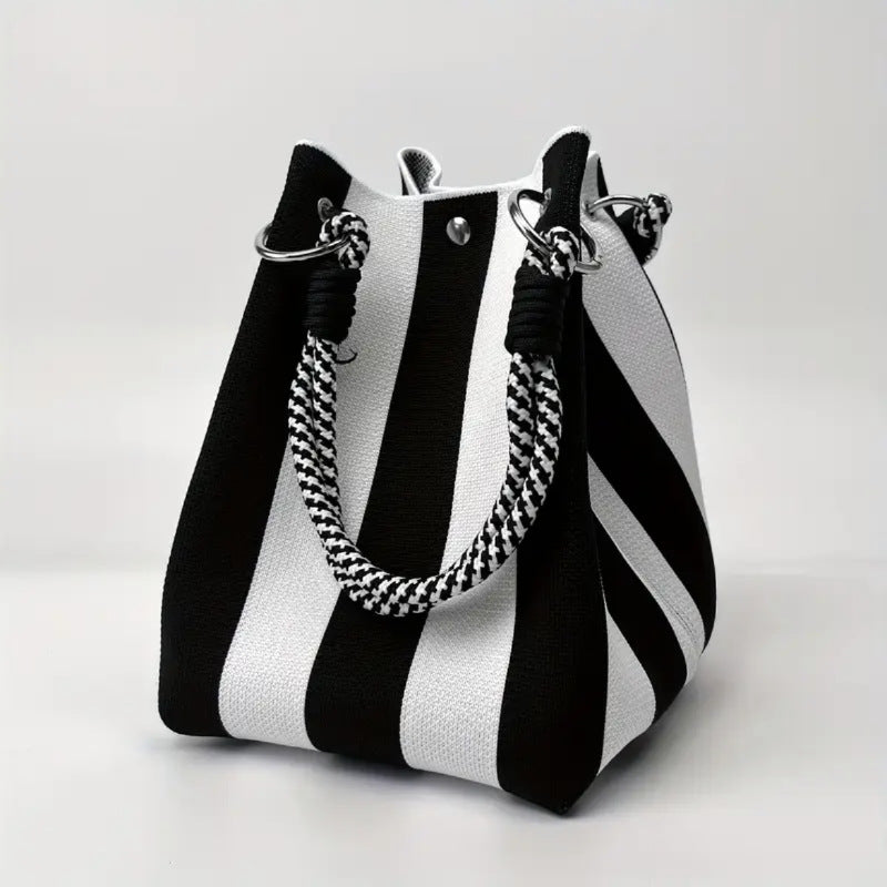 ⏳Begränsat erbjudande 50% rabatt⏰Randig Stickad Hinkväska👜